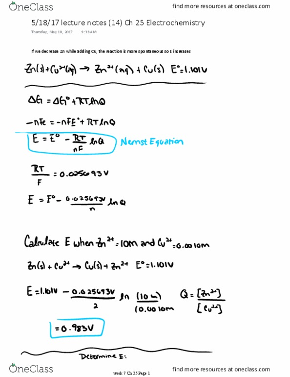 CHEM 6C Lecture Notes - Lecture 14: Electrochemistry thumbnail