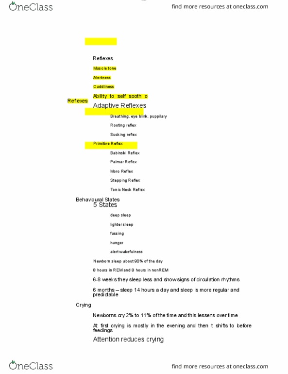 PSYC 2250 Lecture Notes - Lecture 19: Plantar Reflex, Moro Reflex, Primitive Reflexes thumbnail