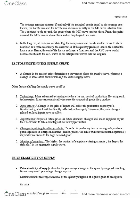 ECON 1010 Chapter Notes - Chapter 1: Aggregate Supply, Fixed Cost, Marginal Cost thumbnail