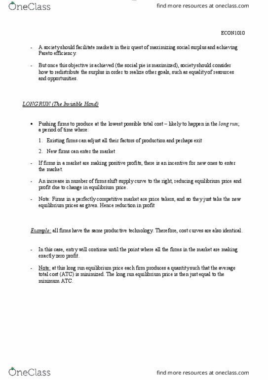 ECON 1010 Chapter Notes - Chapter 2: Pareto Efficiency, Productive Forces, Economic Equilibrium thumbnail