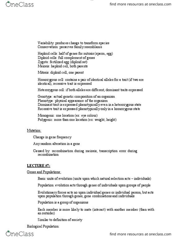 ANTH 1210 Lecture Notes - Lecture 15: Ploidy, Mitosis, Meiosis thumbnail