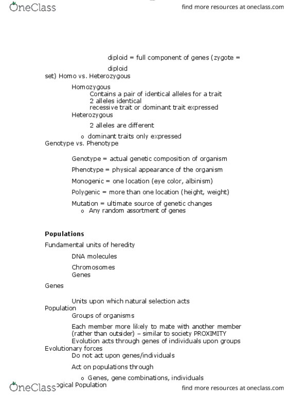 ANTH 1210 Chapter Notes - Chapter 2: Zygosity, Phenotype, Zygote thumbnail