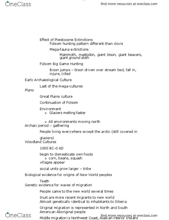 ANTH 1220 Lecture Notes - Lecture 4: Bison Latifrons, Castoroides, Quaternary Extinction Event thumbnail