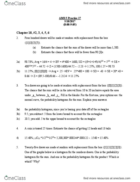 AMS 5 Chapter Notes - Chapter 18: Normal Distribution thumbnail