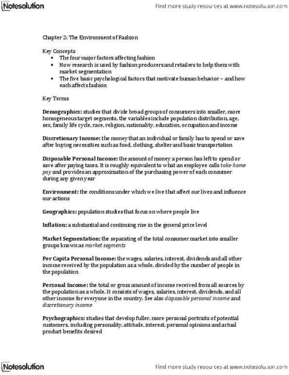 FSN 132 Chapter Notes - Chapter 2: Psychographic, Business Cycle, Disposable And Discretionary Income thumbnail