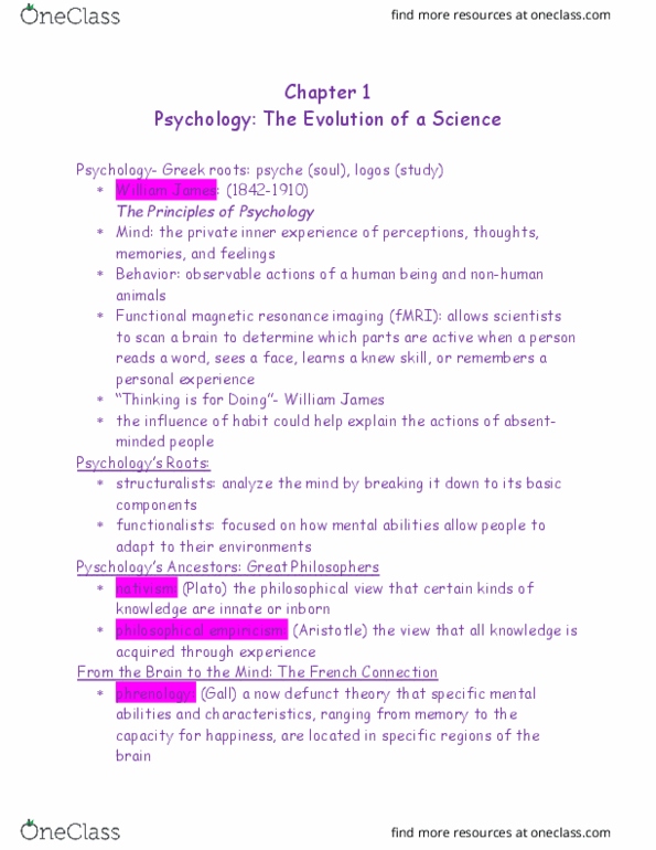 PSYC 2003H Chapter Notes - Chapter 1: Functional Magnetic Resonance Imaging, Psych, Behaviorism thumbnail