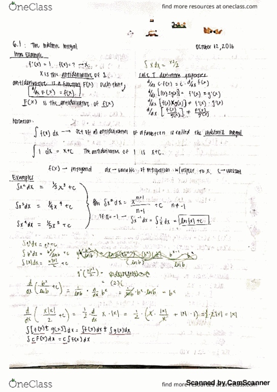 MATH 31 Lecture 1: MATH 31- 6.1 The Indefinite Integral thumbnail