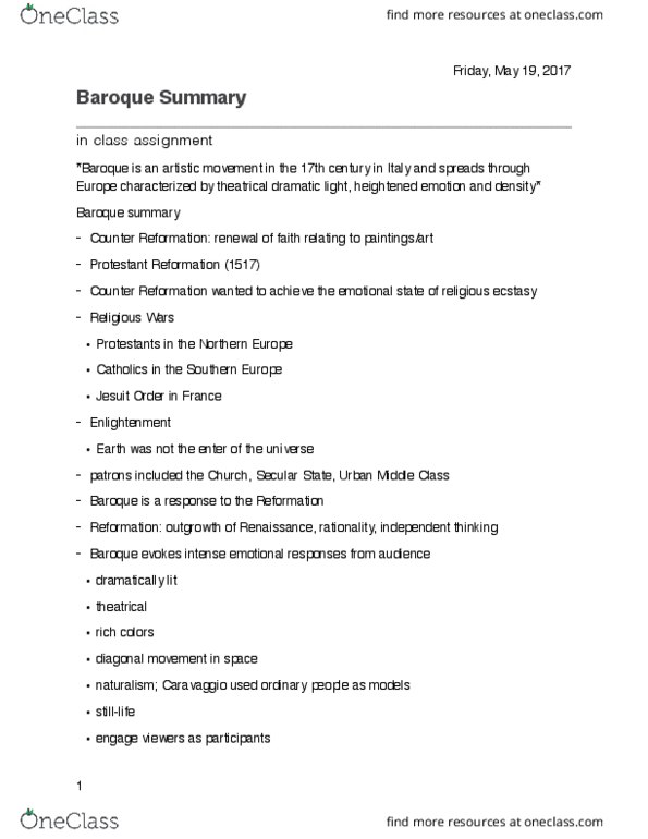 ARTH 1138 Chapter Notes - Chapter 20: Religious Ecstasy, Society Of Jesus, Counter-Reformation thumbnail