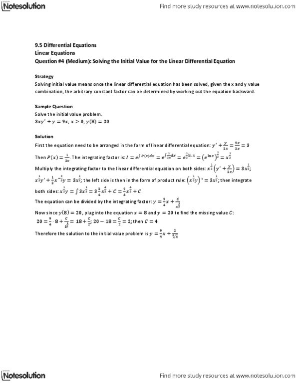 MAT136H1 Lecture Notes - Product Rule, Integrating Factor thumbnail