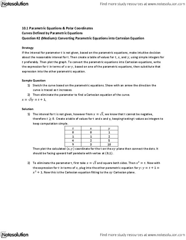 MAT136H1 Lecture Notes - Parametric Equation, Polar Coordinate System thumbnail