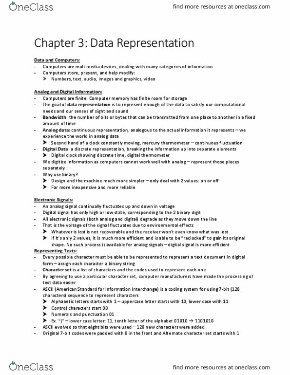 EECS 1520 Chapter Notes - Chapter 3: Mercury-In-Glass Thermometer, Digital Clock, Alternate Character thumbnail