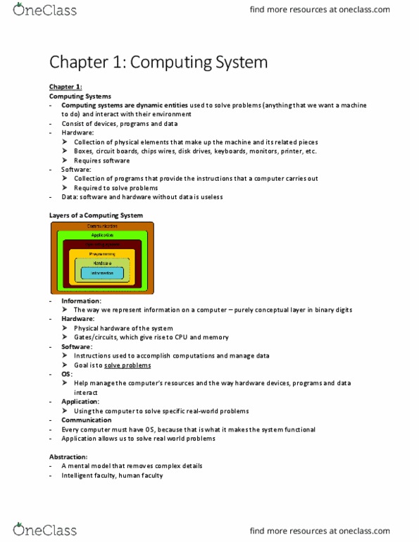 EECS 1520 Chapter Notes - Chapter 1: Application Software, Mental Model, Management System thumbnail