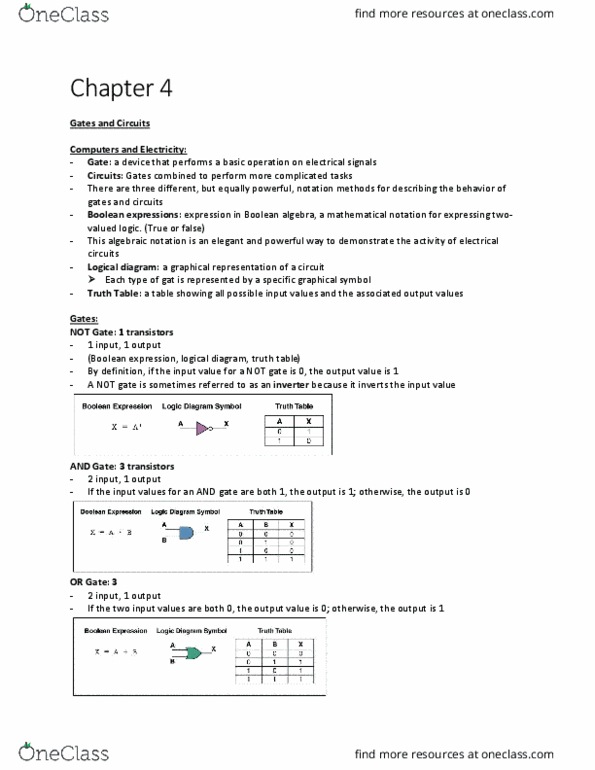 EECS 1520 Chapter Notes - Chapter 4: Boolean Expression, Circuit Diagram, Mathematical Notation thumbnail