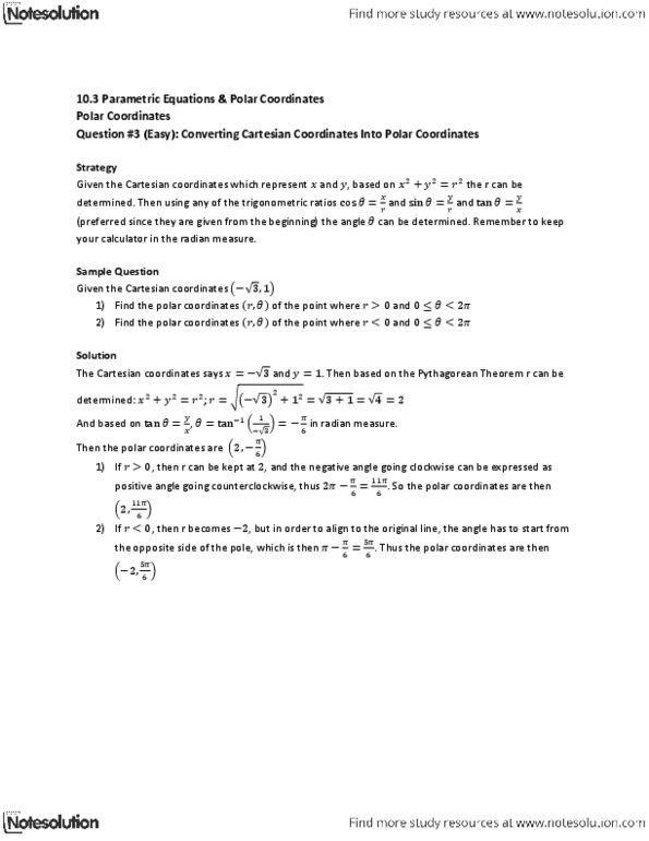 MAT136H1 Lecture Notes - Pythagorean Theorem, Cartesian Coordinate System, Polar Coordinate System thumbnail