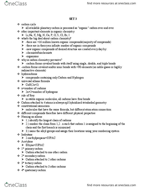 CHEM 2400 Lecture Notes - Lecture 3: Carbon–Carbon Bond, Isobutane, Acetylene thumbnail