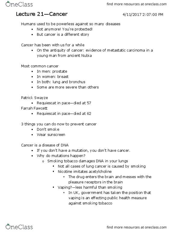 L & S C30Y Lecture Notes - Lecture 21: Theodor Boveri, Henrietta Lacks, Zygote thumbnail