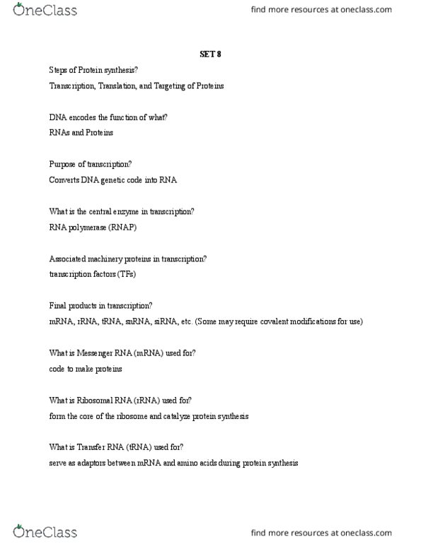 BIOL 1400 Lecture Notes - Lecture 8: Coding Strand, Exon, Spliceosome thumbnail