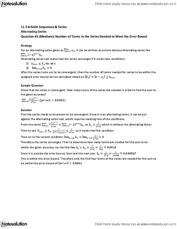 MAT136H1 Lecture Notes - Alternating Series Test, Alternating Series thumbnail