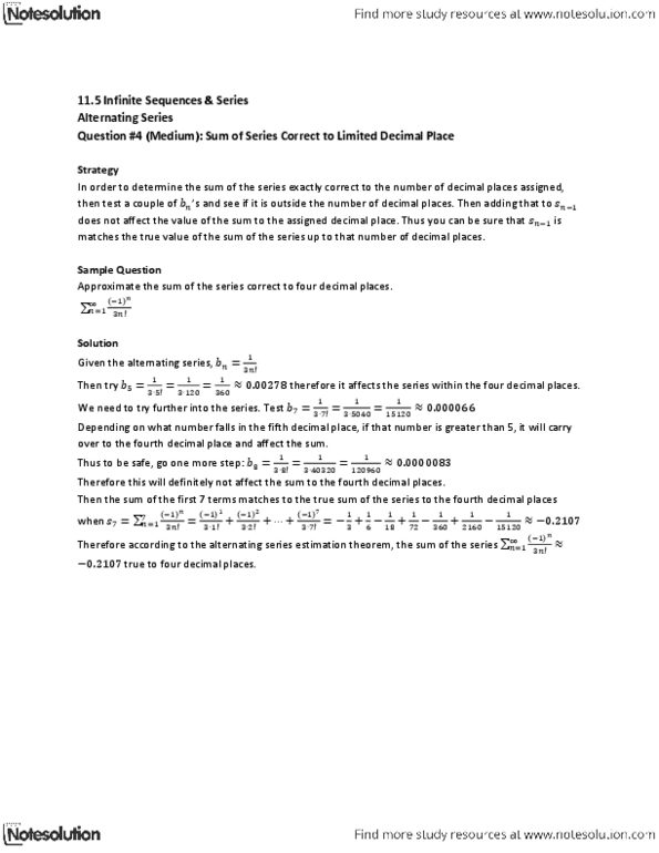 MAT136H1 Lecture Notes - Alternating Series thumbnail