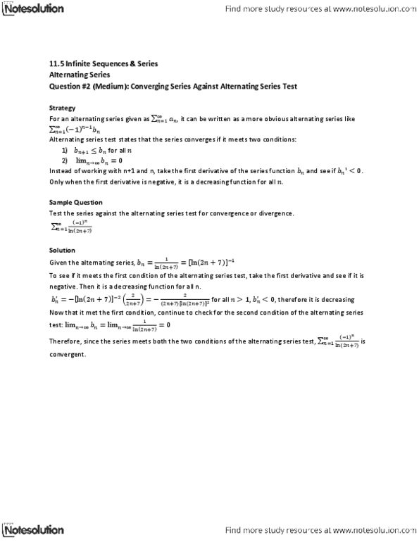 MAT136H1 Lecture Notes - Alternating Series Test, Alternating Series thumbnail