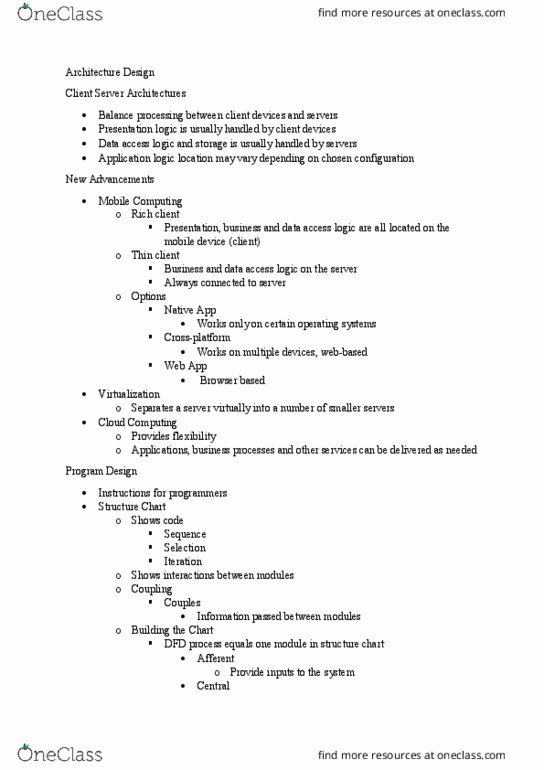 BUSI 3402 Lecture Notes - Lecture 9: Data Warehouse, Pseudocode, Structure Chart thumbnail