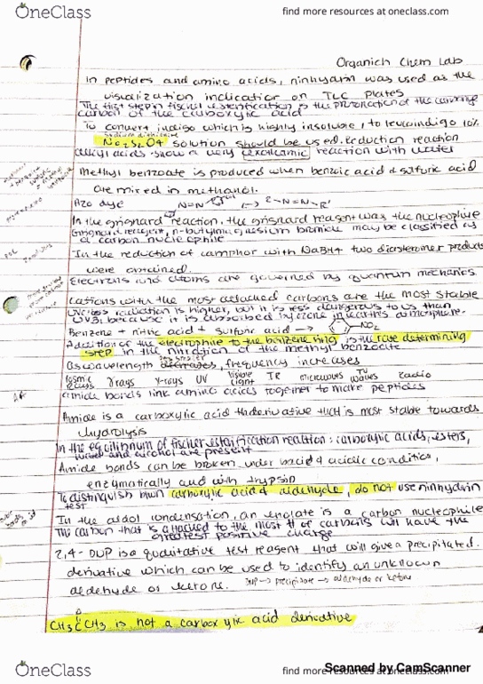 CHEM 238 Final Organic Chem II Lab Final Part 1 OneClass