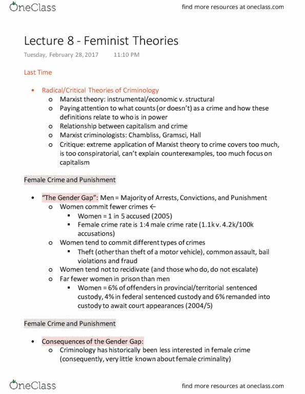 SOC205H5 Lecture Notes - Lecture 8: Equal Protection Clause, Postfeminism, Reproductive Rights thumbnail