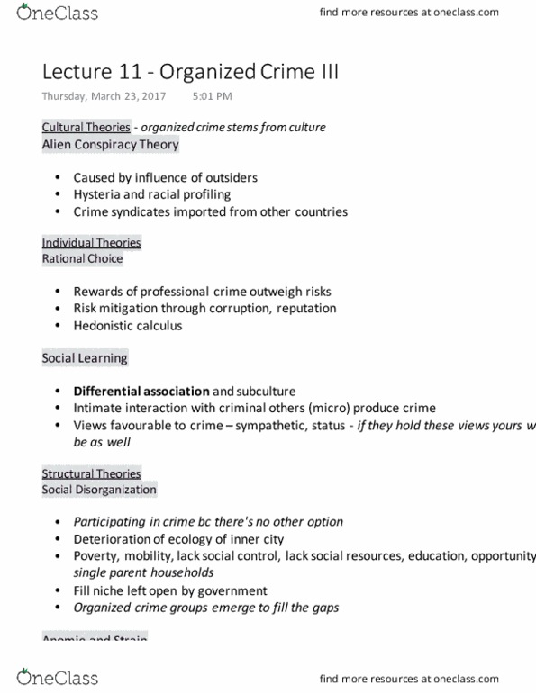 SOC208H5 Lecture Notes - Lecture 11: Embeddedness, Anomie, Social Order thumbnail