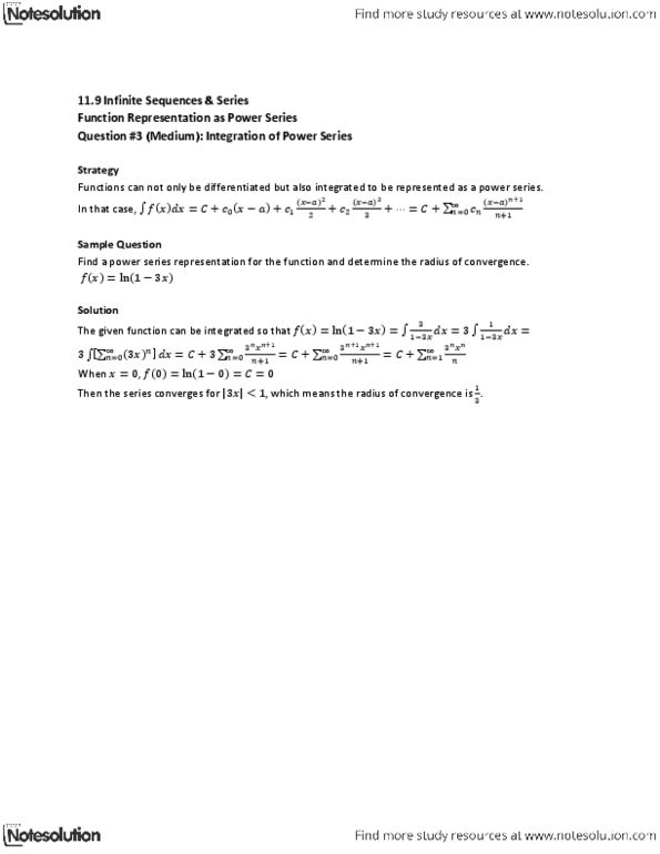 MAT136H1 Lecture : 11.9 Function Representation as Power Series Question #3 (Medium) thumbnail