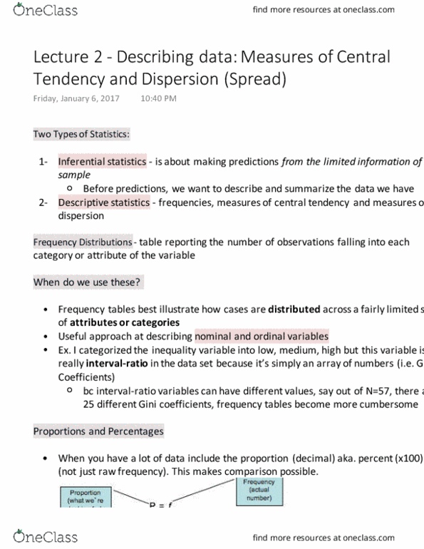 SOC222H5 Lecture Notes - Lecture 2: Central Tendency, Interquartile Range, Box Plot thumbnail