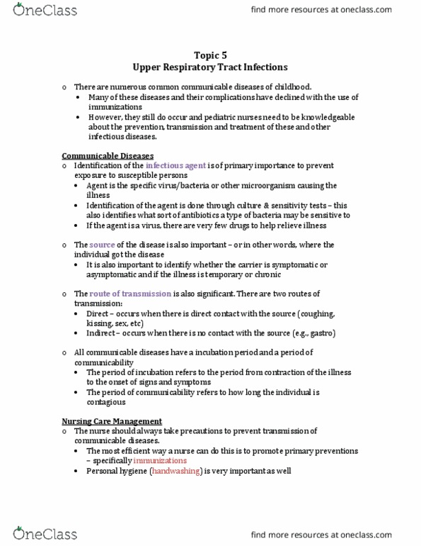 NURS 3012 Lecture Notes - Lecture 5: Diphenhydramine, Tonsillectomy, Aciclovir thumbnail