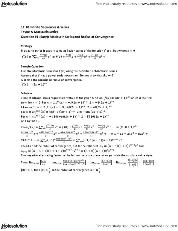 MAT136H1 Lecture Notes - Ratio Test thumbnail