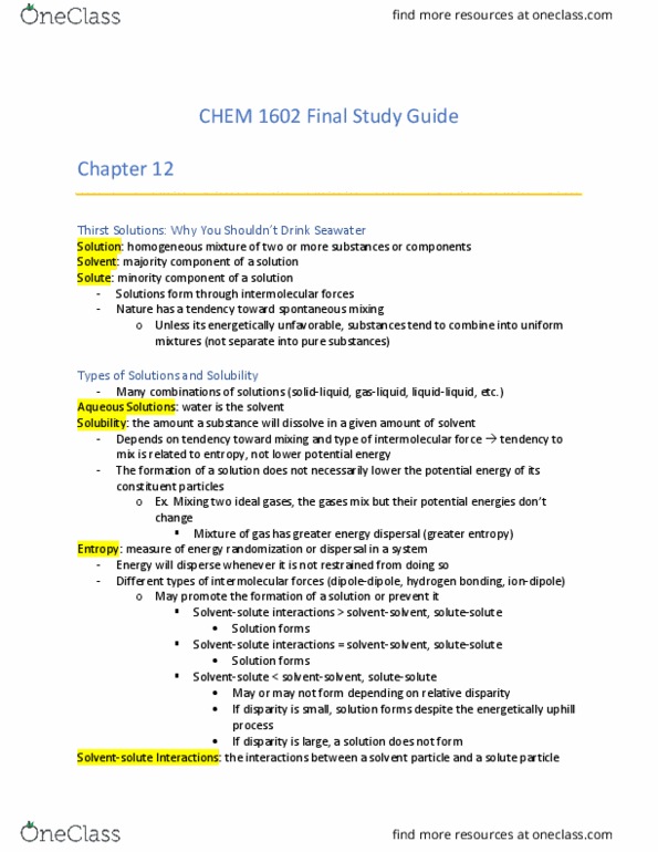 CHEM-1602 Chapter Notes - Chapter 12-19: Reaction Step, Hydrogen Bond, Ideal Gas thumbnail