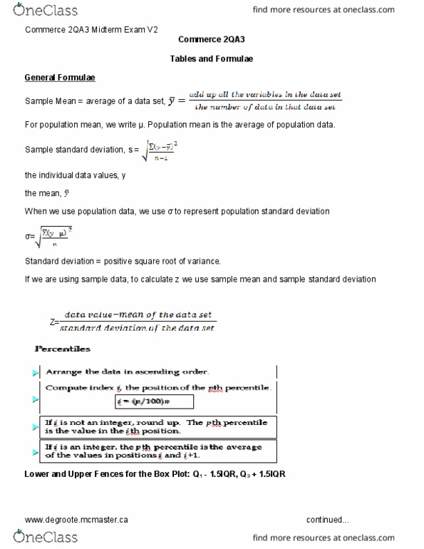 COMMERCE 2QA3 Lecture Notes - Lecture 4: Exponential Distribution, Standard Deviation, Binomial Distribution thumbnail