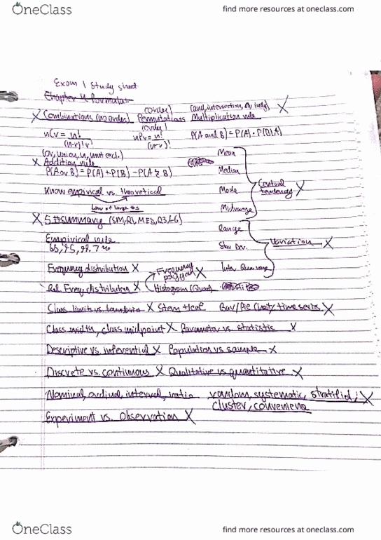 STA 2023 Midterm: Stat. Exam 1 Study Sheet - OneClass