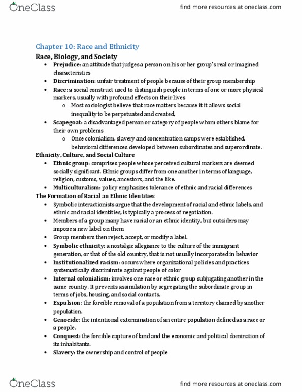 Sociology 1021E Lecture Notes - Lecture 10: Affirmative Action, Institutional Racism, Critical Race Theory thumbnail