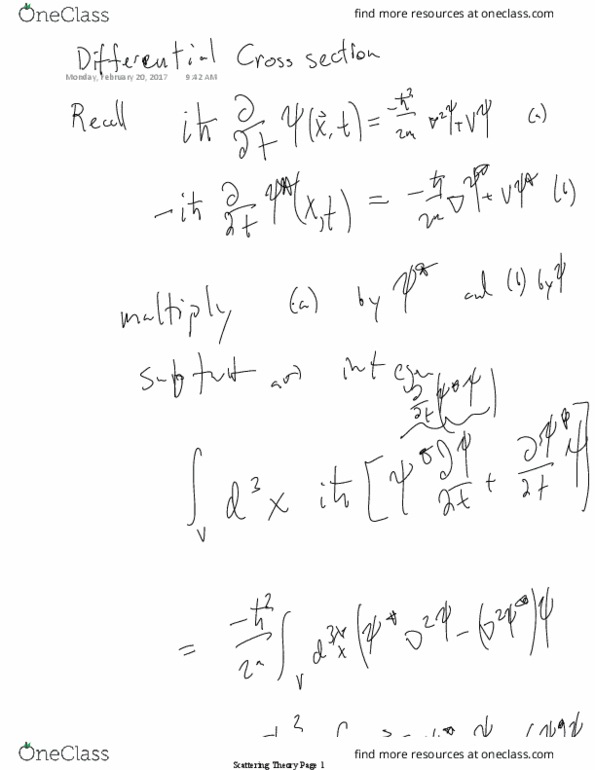 PHYS GR6038 Lecture 8: The Differential equation and Unitarity and the optical theorem --Feb20 thumbnail