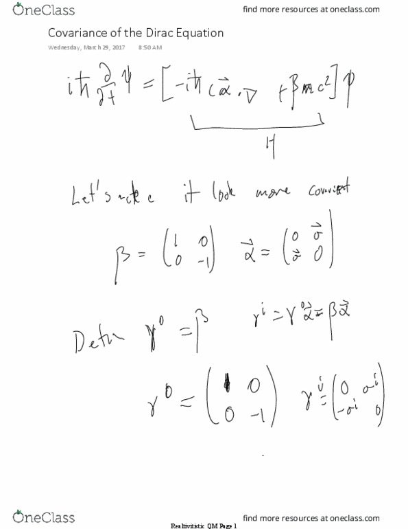 PHYS GR6038 Lecture 16: Covariance in the Dirac equation and the Lorentz group --March 29 thumbnail