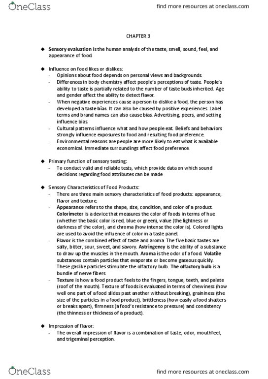 FDSC 200 Lecture Notes - Lecture 2: Olfactory Bulb, Mouthfeel, Test Panel thumbnail