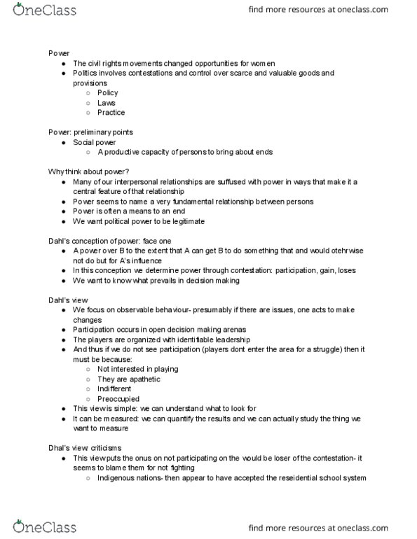 POL 101W Lecture Notes - Lecture 2: Steven Lukes, Learned Helplessness thumbnail