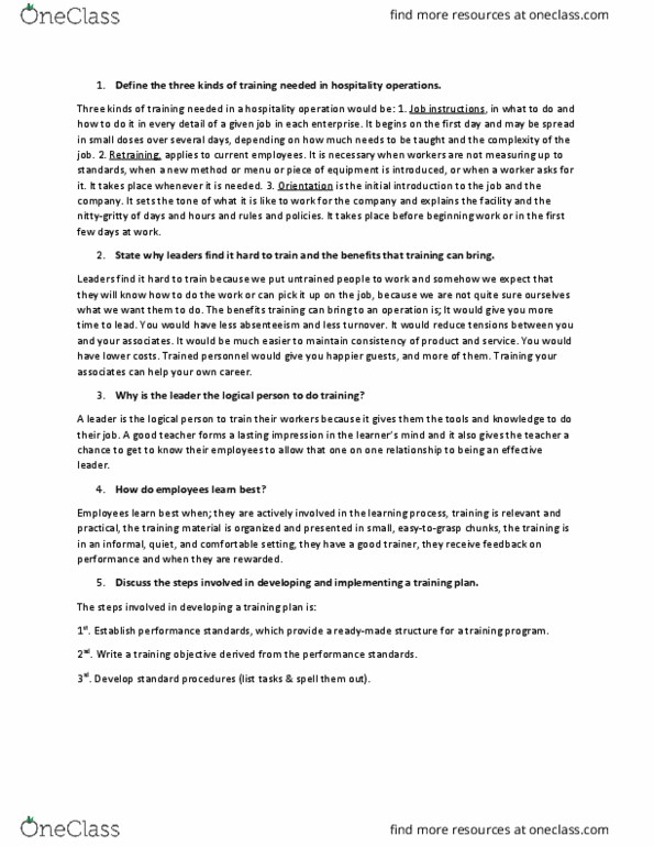 HAMG 2330 Chapter Notes - Chapter 10: Summative Assessment, Absenteeism thumbnail