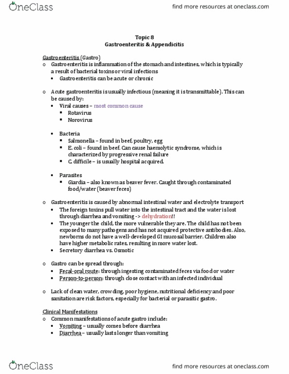 NURS 3012 Lecture Notes - Lecture 8: Apple Juice, Respiratory Rate, Peritoneum thumbnail