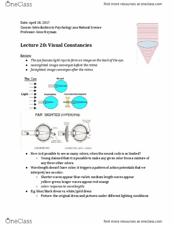 PSYC 1121 Lecture Notes - Lecture 6: Lamellar Corpuscle, Color Vision, E.G. Time thumbnail