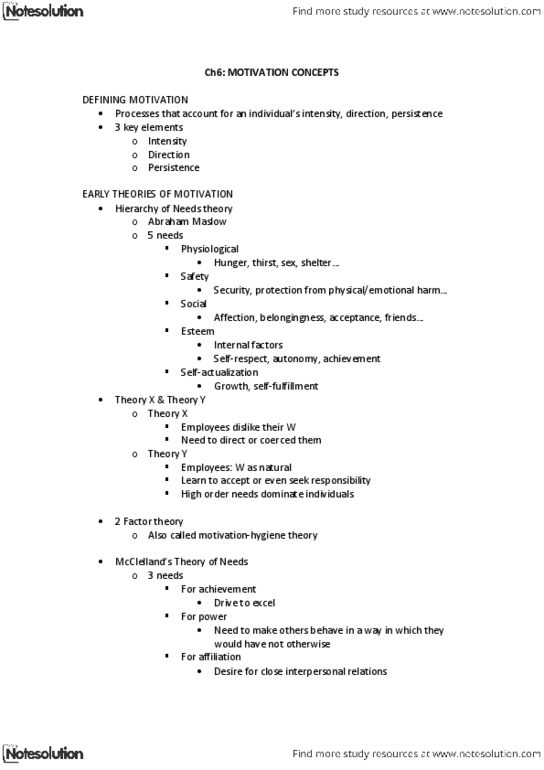 MGCR 222 Chapter Notes -Equity Theory, Expectancy Theory, Goal Setting thumbnail