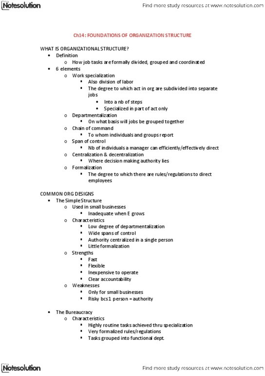 MGCR 222 Chapter Notes -Departmentalization thumbnail