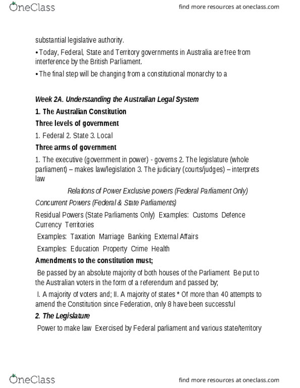 GMGT 3300 Lecture Notes - Lecture 4: Constitution Of Australia thumbnail