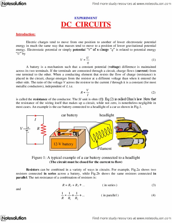 PHY136H5 Lecture Notes - Ammeter, Voltmeter, Electric Potential Energy thumbnail