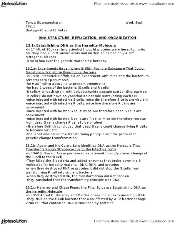 BIOL 1000 Chapter Notes - Chapter 13: Mitosis, Histone H2B, Chromosome thumbnail