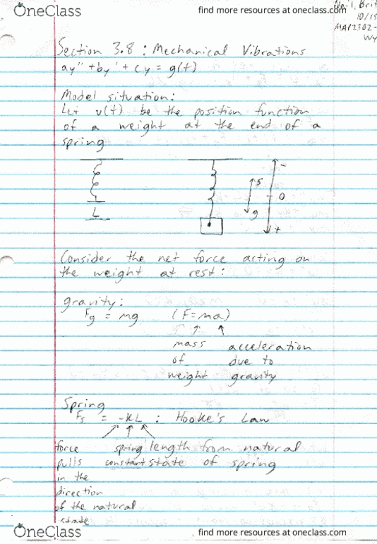 MAP-2302 Lecture 17: Section 3.8 (Mechanical Vibrations) thumbnail