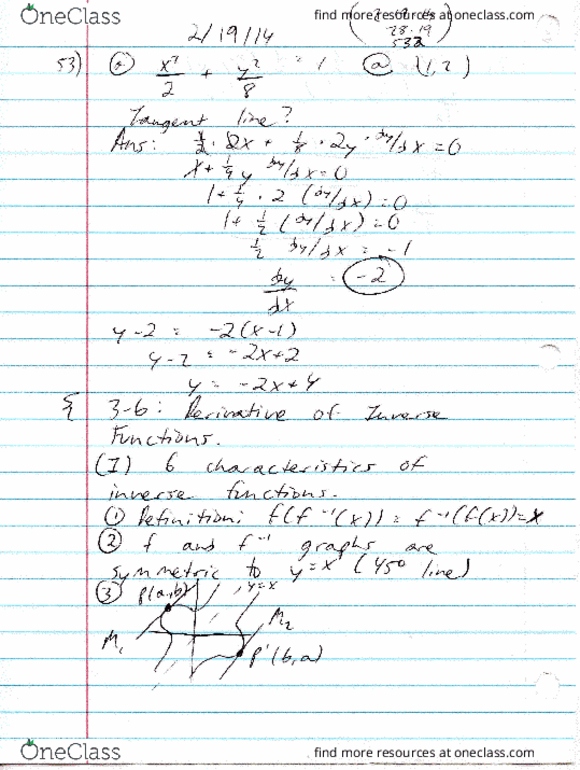 MAC-2311 Lecture 23: Section 3.6 (Derivatives of Inverse Functions Part 1) thumbnail